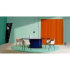 Modern Design Oval Dining Table in Blue MDF and Copper Made in Italy - Oku Viadurini