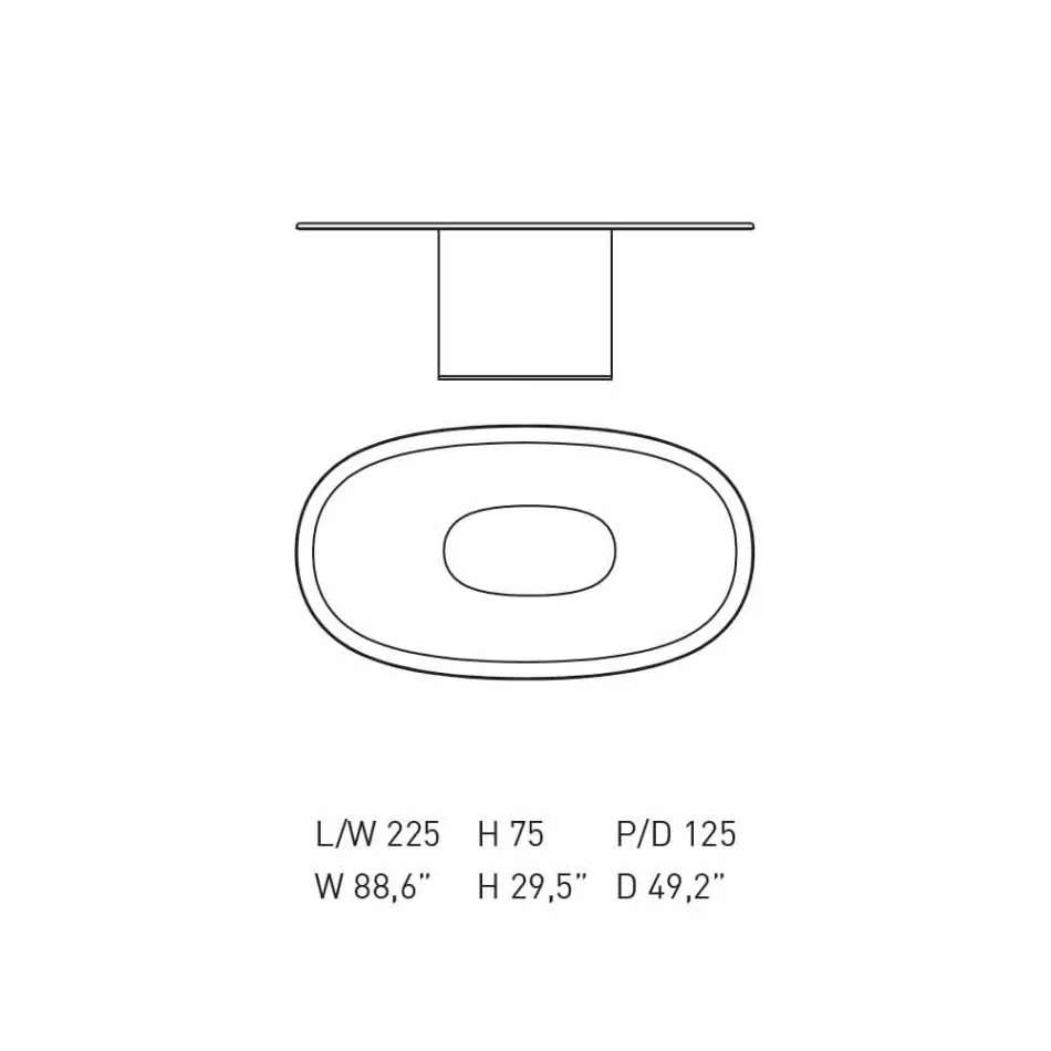Modern Design Oval Dining Table in Blue MDF and Copper Made in Italy - Oku Viadurini