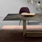 Extendable Dining Table in Ceramic and Metal Made in Italy - Dark Brown Viadurini