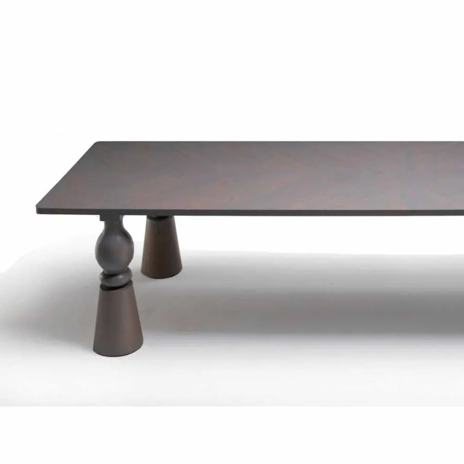 Design dining table in grey oak wood, made in Italy, Theseus Viadurini