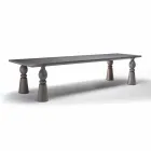 Design dining table in grey oak wood, made in Italy, Theseus Viadurini