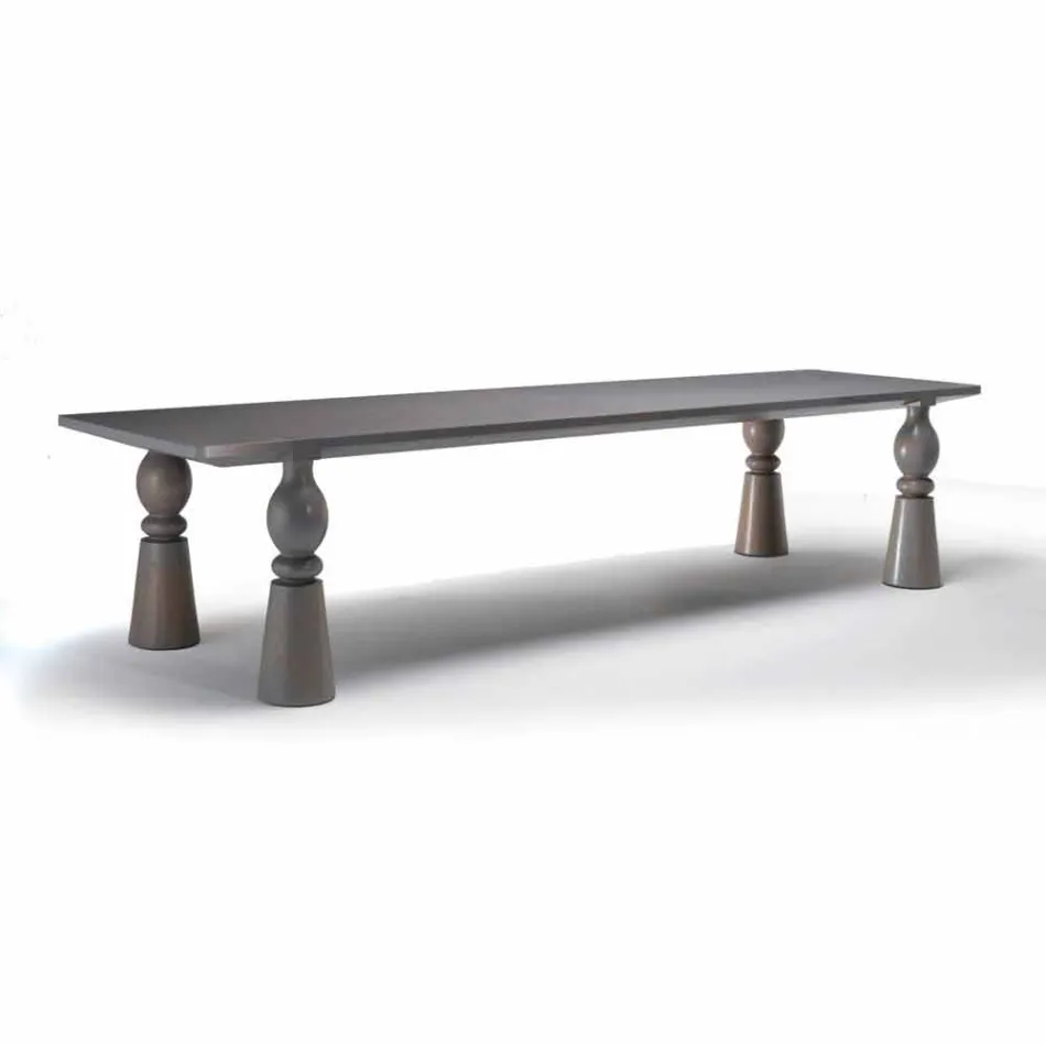 Design dining table in grey oak wood, made in Italy, Theseus Viadurini