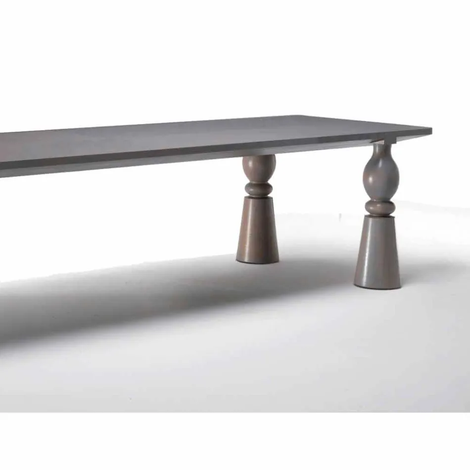 Design dining table in grey oak wood, made in Italy, Theseus Viadurini