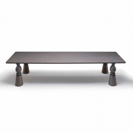 Design dining table in grey oak wood, made in Italy, Theseus Viadurini