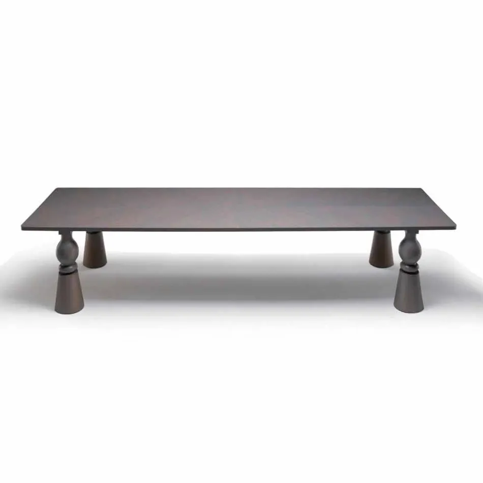 Design dining table in grey oak wood, made in Italy, Theseus Viadurini