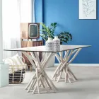 Design Dining Table in Glass and Bleached Teak Homemotion - France Viadurini