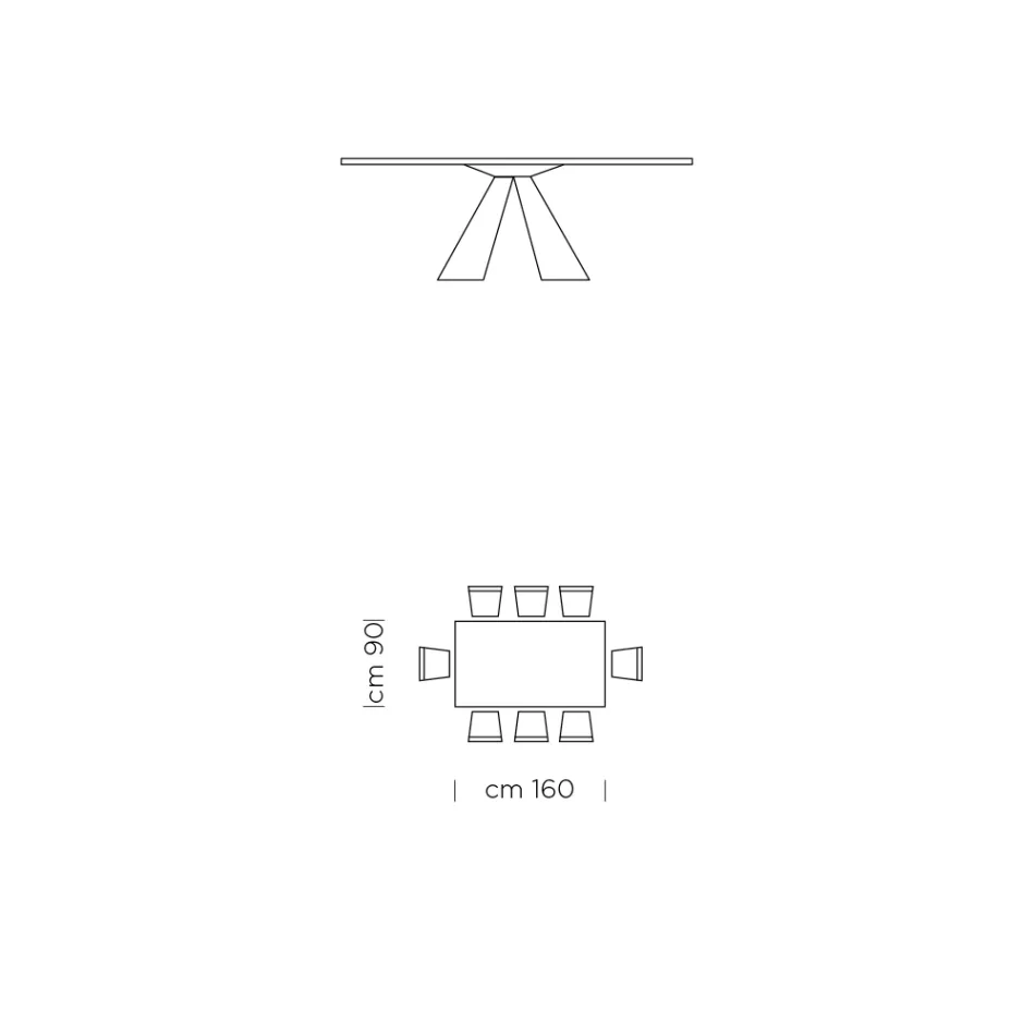 Veneered Dining Table with Steel Base Made in Italy - Dalmatian Viadurini