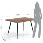 Steel Dining Table with Mdf Top in Oak Finish - Gherardo Viadurini