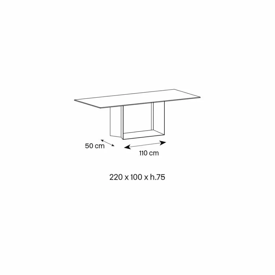 Emperador Ceramic and Bronze Metal Dining Table Made in Italy - Dark Brown Viadurini