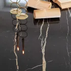 Dining Table in Florim Thunder Night Polished Ceramic and Steel - Medunotav Viadurini