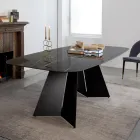 Dining Table in Florim Thunder Night Polished Ceramic and Steel - Medunotav Viadurini