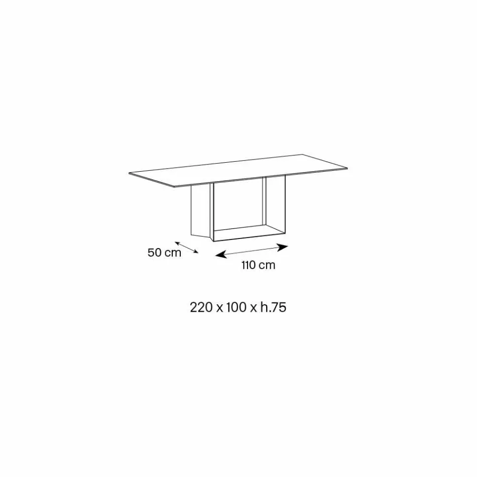 Anthracite Savoy Stone Ceramic Dining Table Made in Italy - Dark Brown Viadurini