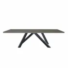 Dining Table in Grey Fenix and Lacquered Steel Made in Italy - Settimmio Viadurini