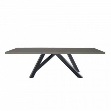 Dining Table in Grey Fenix and Lacquered Steel Made in Italy - Settimmio Viadurini