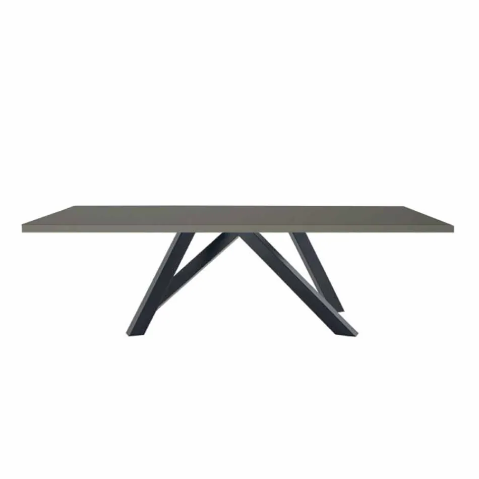 Dining Table in Grey Fenix and Lacquered Steel Made in Italy - Settimmio Viadurini