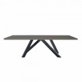 Dining Table in Grey Fenix and Lacquered Steel Made in Italy - Settimmio