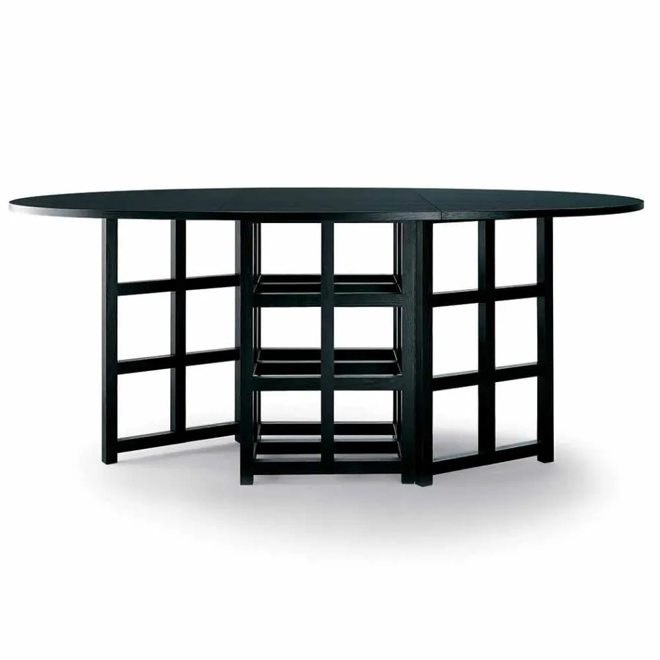 Black Painted Ash Dining Table Made in Italy - Sabatino Viadurini