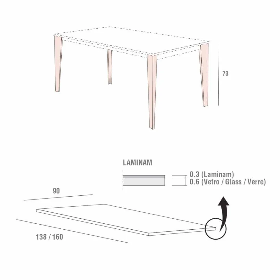 Dining Table in Laminam and Painted Metal Made in Italy - Efisto Viadurini