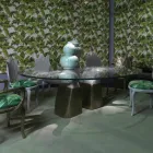 Wooden dining table with glass top, made in Italy, Bartolo Viadurini