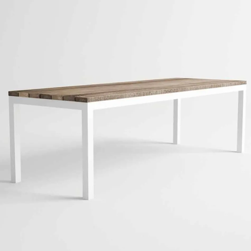 Modern Design Outdoor Wood and Aluminium Dining Table - Ganges Viadurini