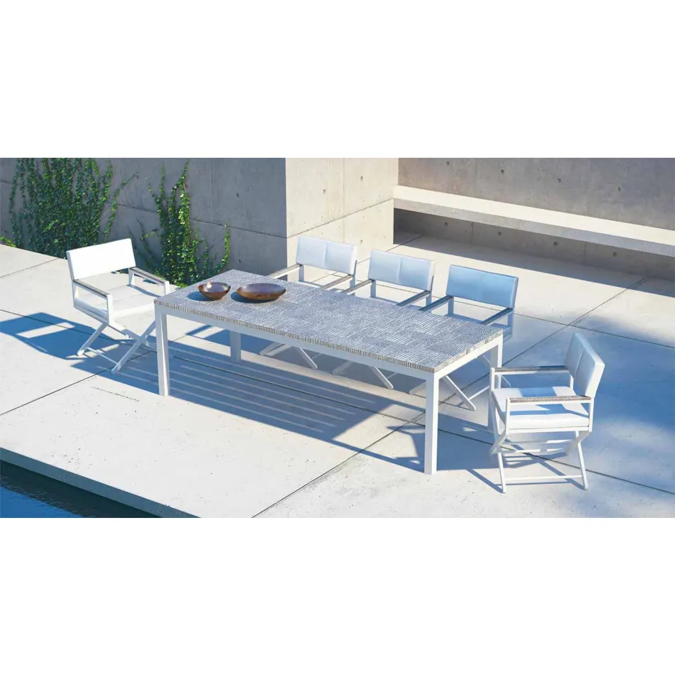 Modern Design Outdoor Wood and Aluminium Dining Table - Ganges Viadurini