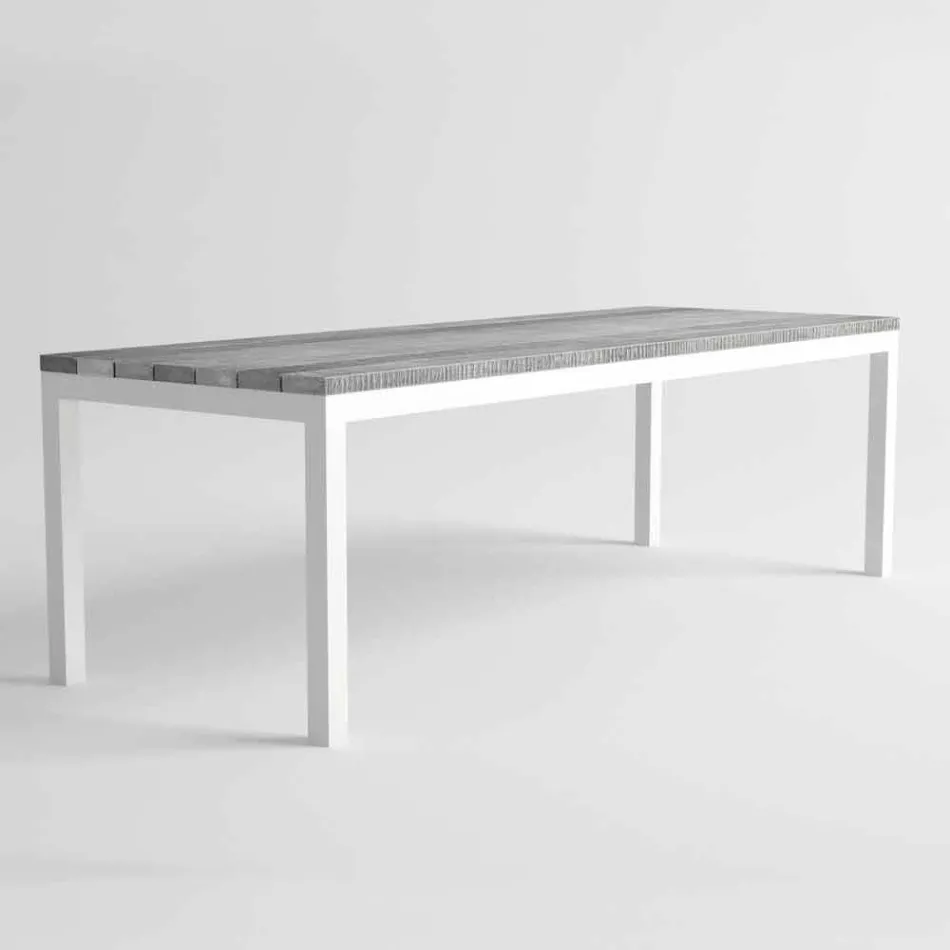 Modern Design Outdoor Wood and Aluminium Dining Table - Ganges Viadurini