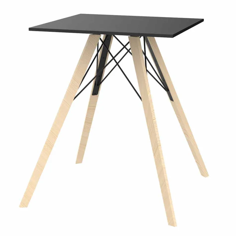 Square Design Wood and Hpl Dining Table, 4 Pieces - Faz Wood by Vondom Viadurini