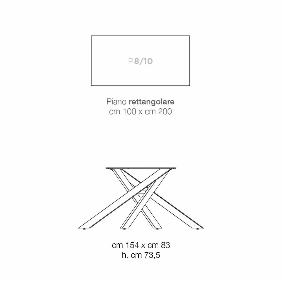 Dining table in MDF wood and modern metal made in Italy, Dionigi Viadurini