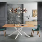 Dining table in MDF wood and modern metal made in Italy, Dionigi Viadurini