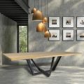 Dining Table in Oak Wood and Iron Grey Metal Made in Italy - Patty