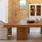 Dining Table in Recycled Tropical Wood with Double Base - Slide Viadurini