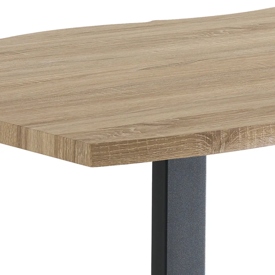 Dining Table in Mdf with Legs in Black Painted Steel - Cheetah Viadurini