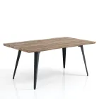 Dining Table in Mdf Oak Finish and Matt Black Steel - Gherardo Viadurini