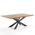 Dining Table in MDF Oak Finish and Matt Black Metal - Notino