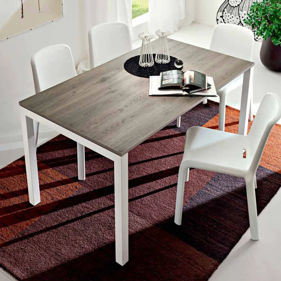 Dining Table in Melamine and Painted Metal Made in Italy - Remigio Viadurini