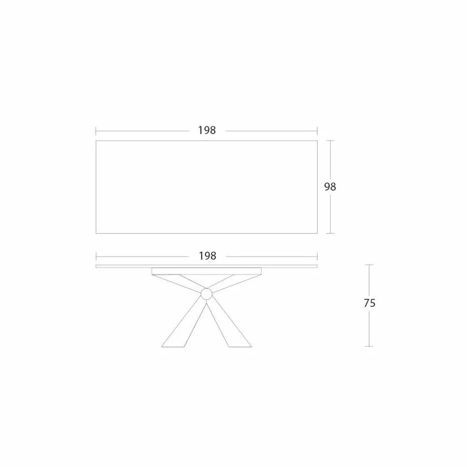 Metal Dining Table and Ceramic Top Made in Italy Design - Anaconda Viadurini