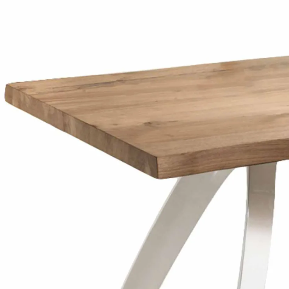 Dining Table in Metal and Veneered Oak Made in Italy - Aryssa Viadurini
