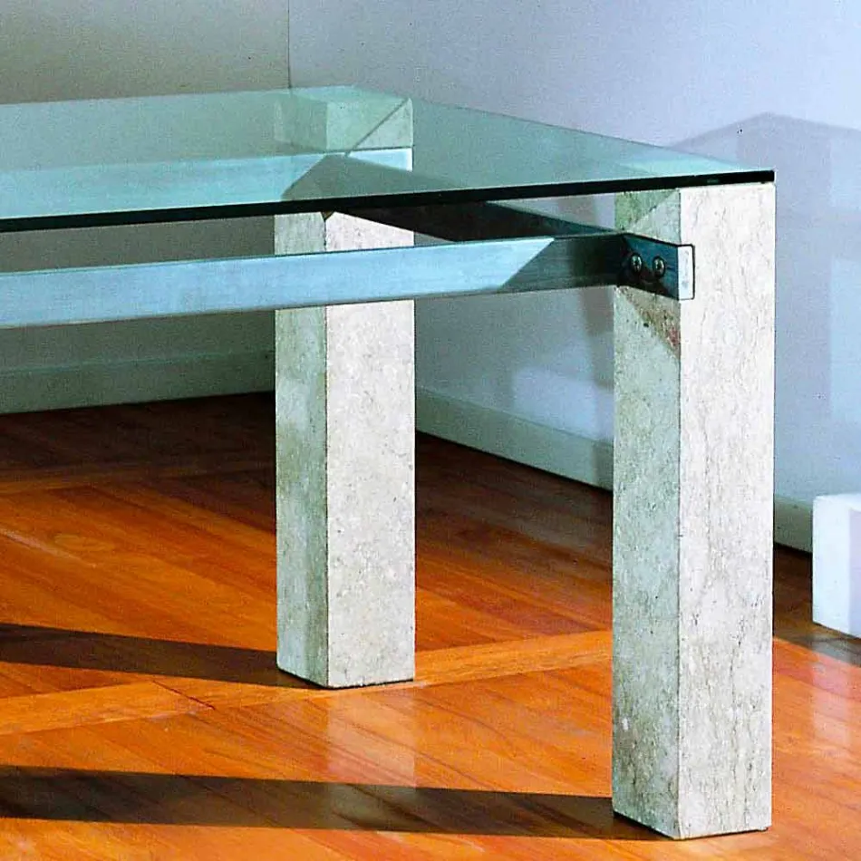 Ebea contemporary design stone and crystal dining table Viadurini
