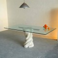 Designer dining table made of Vicenza natural stone and crystal Urano