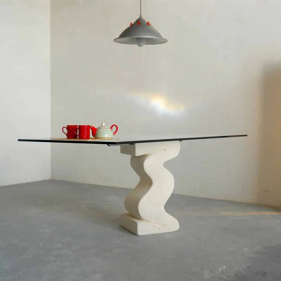 Contemporary Anteros contemporary stone and crystal dining table Viadurini