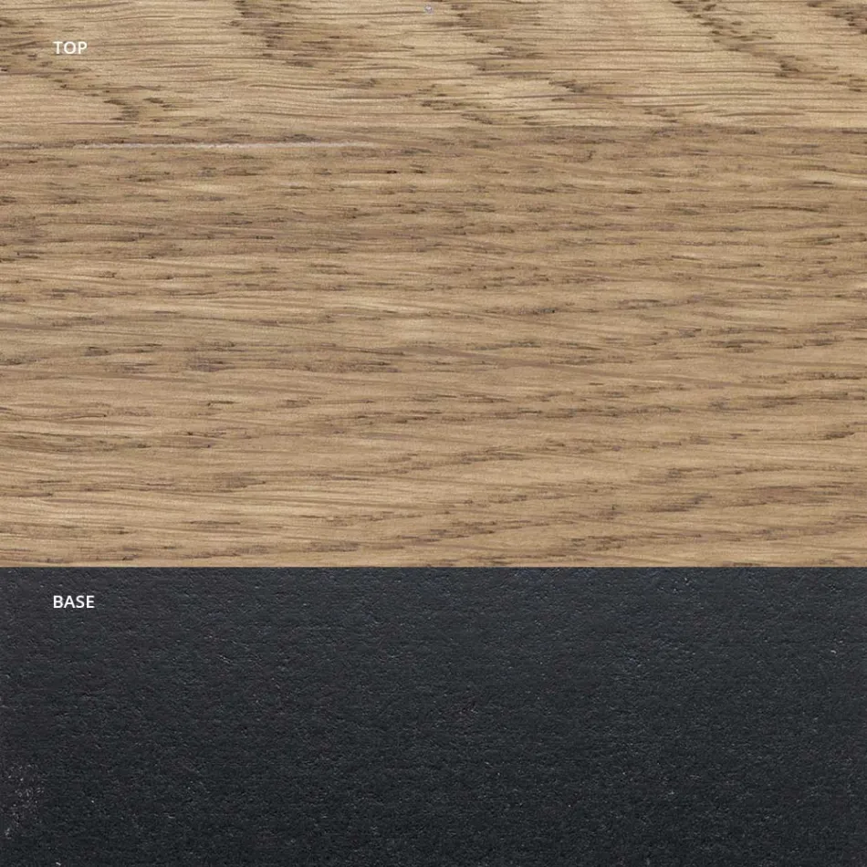 Dining Table in Masellato Plated Oak and Metal Made in Italy - Riad Viadurini