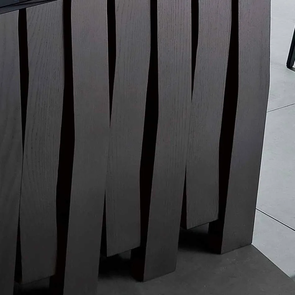 Dining table in glass and solid wood made in Italy, Egisto Viadurini