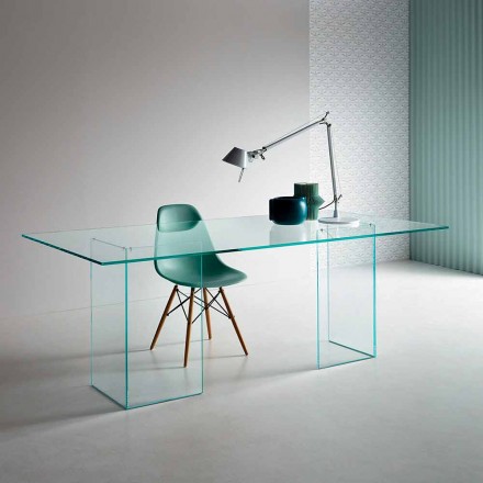 Design Dining Table in Extraclear Glass 8 Dimensions - Pollinare Viadurini