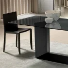 Dining Table in Smoked or Extra-clear Glass and Metal Made in Italy - Moro Viadurini