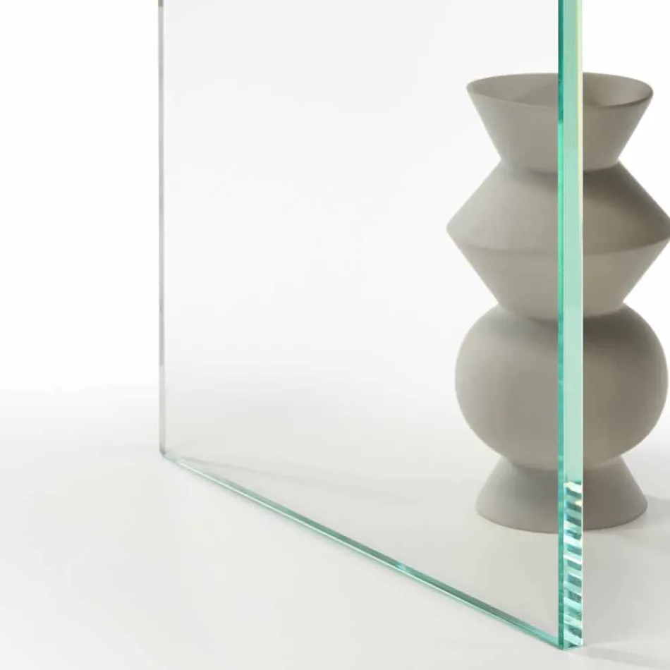 Dining Table in Smoked or Extra-clear Glass and Metal Made in Italy - Moro Viadurini