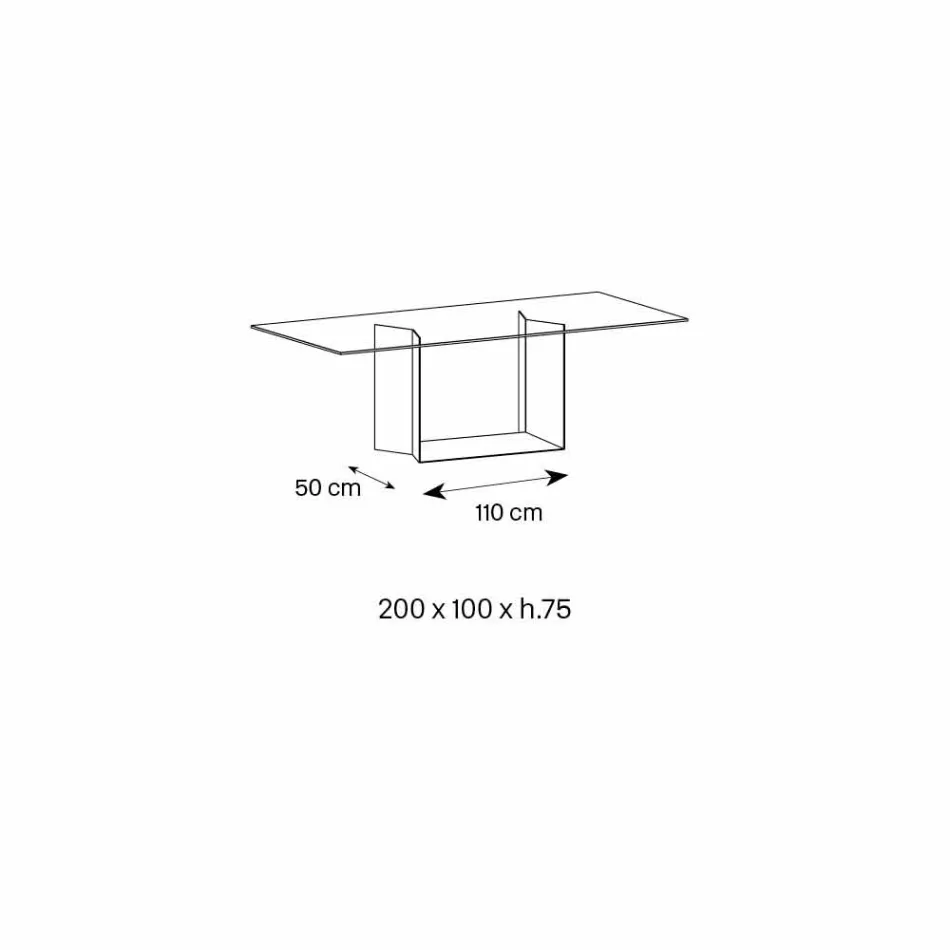 Dining Table in Smoked or Extra-clear Glass and Metal Made in Italy - Moro Viadurini