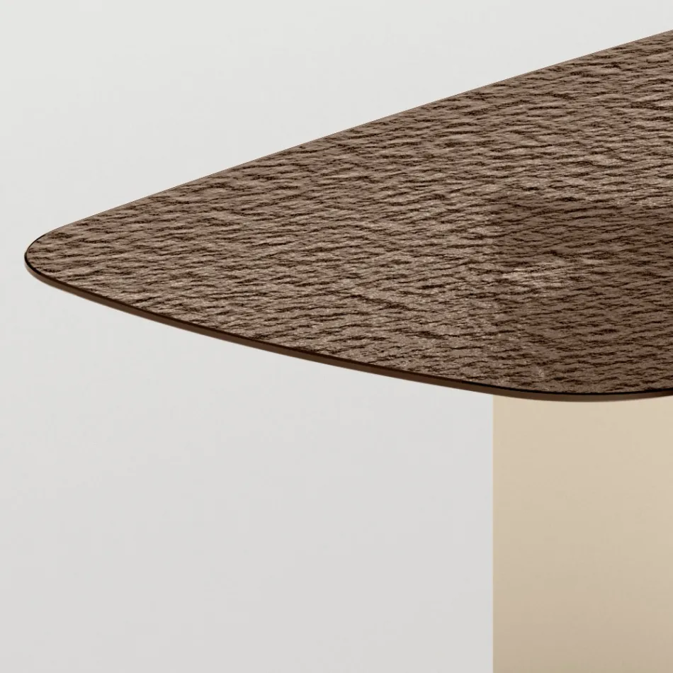 Made in Italy Design Dining Table in Fused Glass in Bronze or Smoke - Moro Viadurini