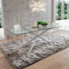 Luxury Tempered Glass and Metal Dining Table Made in Italy - Carlino Viadurini