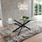 Luxury Tempered Glass and Metal Dining Table Made in Italy - Carlino Viadurini