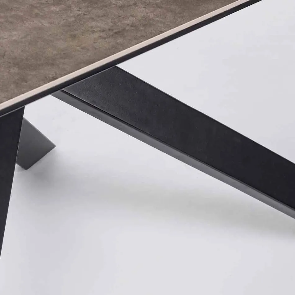 Modern Dining Table with Ceramic and Glass Top Homemotion - Ringo Viadurini